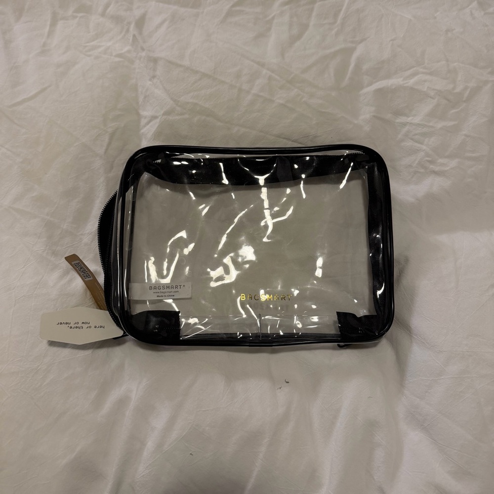 BAGSMART Clear Cosmetic Travel Pouch - Black Trim